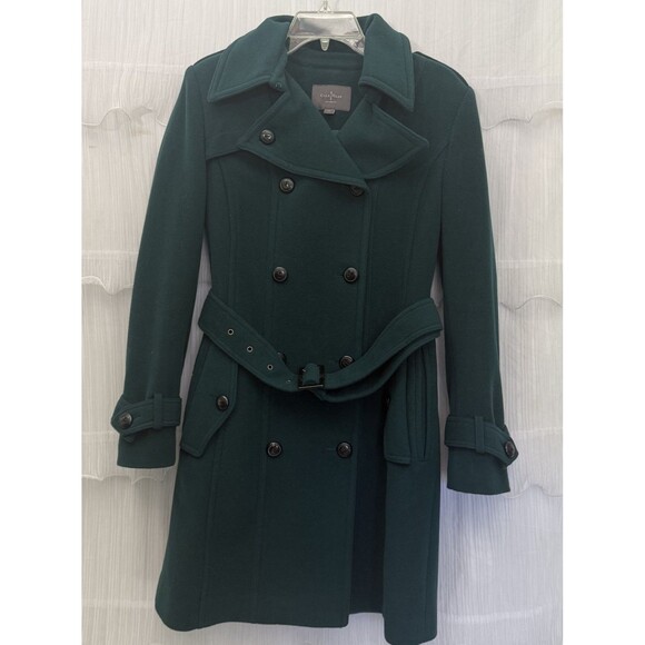 Cole Haan Women’s Wool Cashmere Blend Double Breasted Pea Coat Size 6 Dark Green - Picture 1 of 9